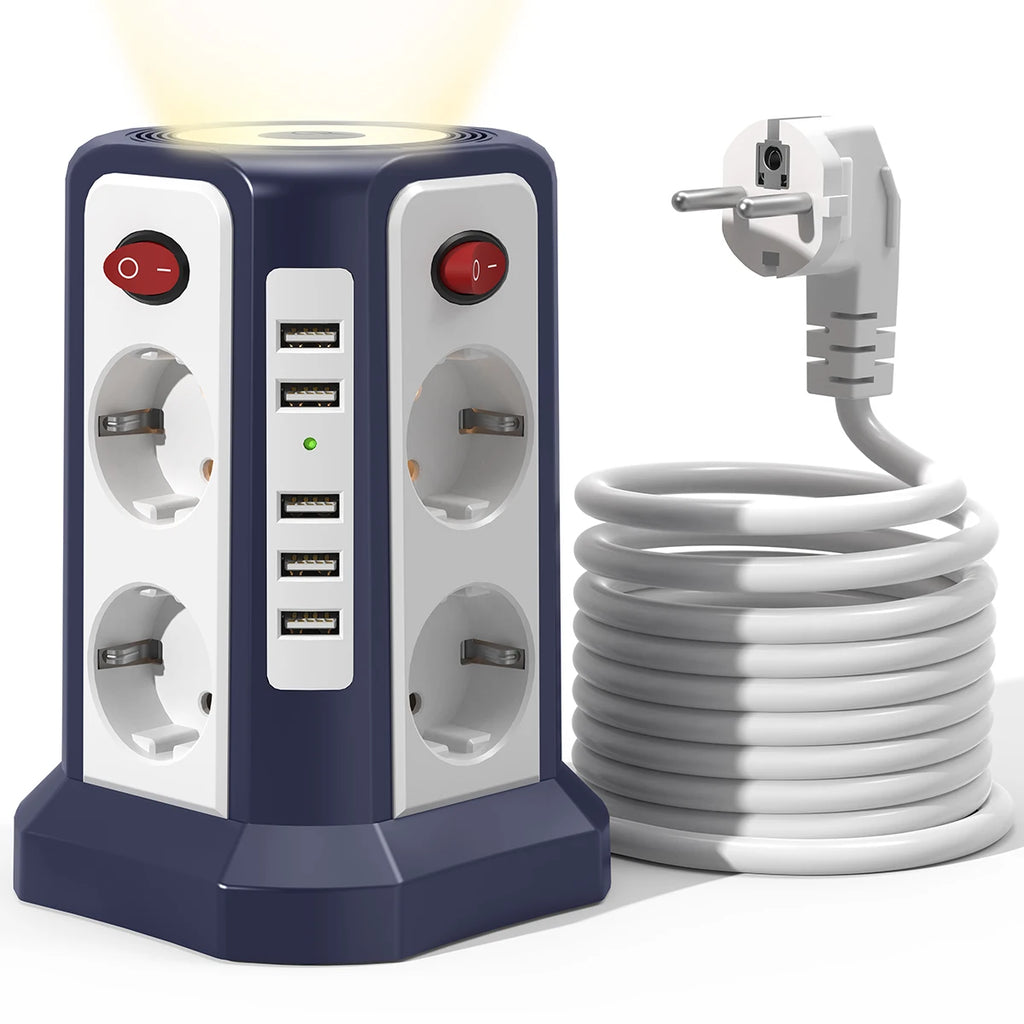 Zenlix™	Smart Socket Tower with 5 USB Ports Multi-function