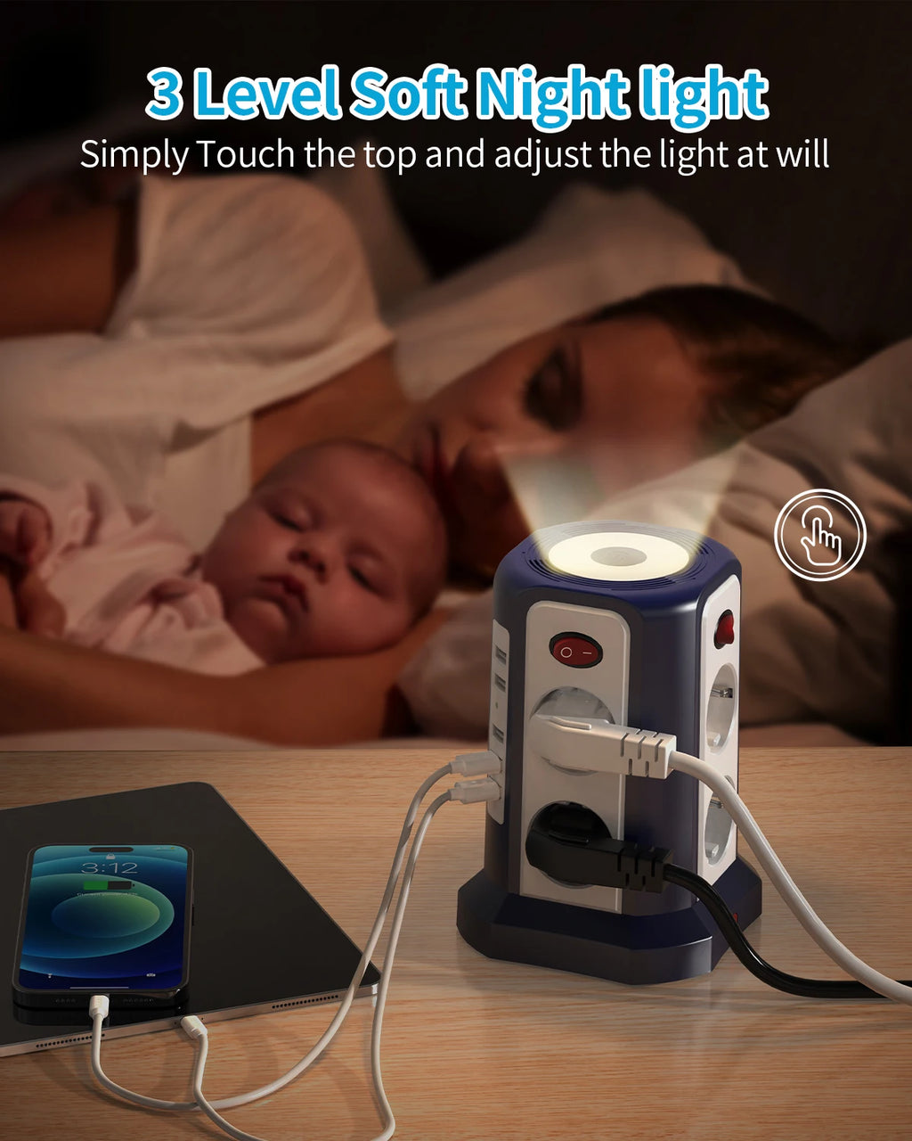 Zenlix™	Smart Socket Tower with 5 USB Ports Multi-function