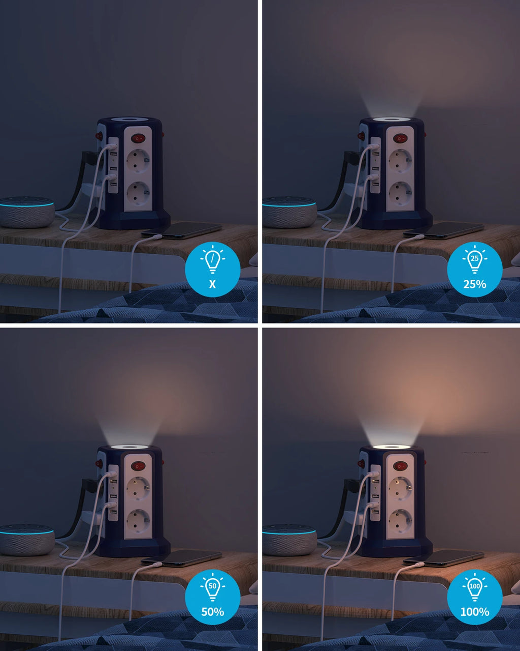 Zenlix™	Smart Socket Tower with 5 USB Ports Multi-function